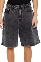 Mid-Rise Denim Baggy Shorts
