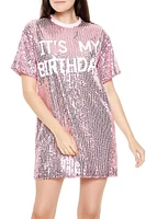 Sequin Its My Birthday T-Shirt Dress