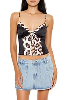 Satin Leopard Print Cropped Cami