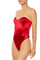 Satin Bow Lingerie Thong Bodysuit