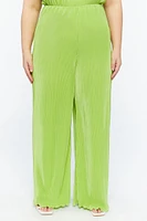 Plus Plisse Lettuce-Edge Wide-Leg Pants