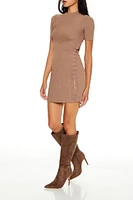 Lace-Up Mini Sweater Dress