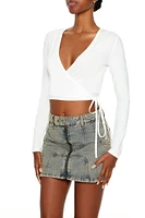 Ribbed Knit Wrap Crop Top