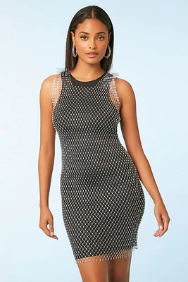 Sheer Rhinestone Mesh Tank Dress