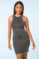 Sheer Rhinestone Mesh Tank Dress