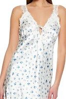 Lace-Trim Floral Midi Slip Dress