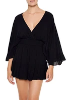 Plunging Ruffle-Trim Romper