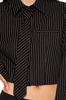 Pinstriped Cropped Poplin Shirt