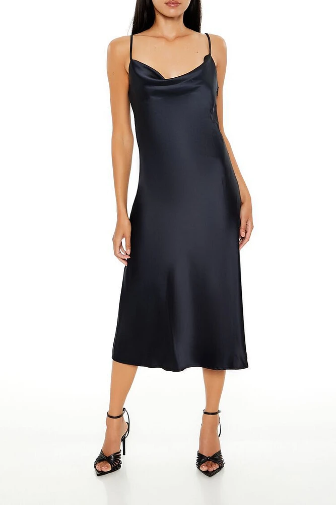 Cowl Neck Midi Slip Dress