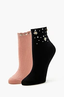 Floral Quarter Socks Set - 2 pack