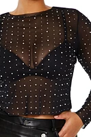 Plus Mesh Rhinestone Top