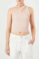 Sweater-Knit One-Shoulder Crop Top