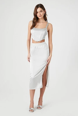 Satin Slip Midi Skirt