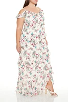 Plus Open-Shoulder Maxi Dress