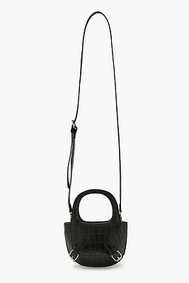 Buckled Faux Croc Crossbody Bag