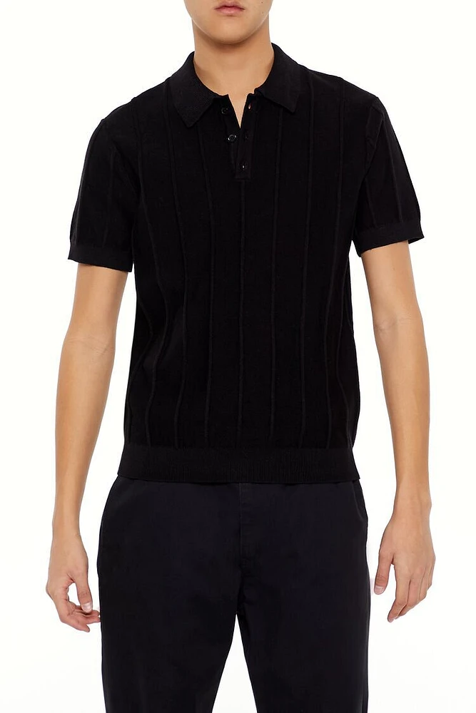 Textured Ribbed Polo Shirt