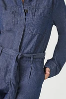 Denim Tie-Waist Coveralls