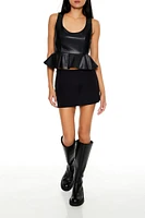 Faux Leather Peplum Crop Top