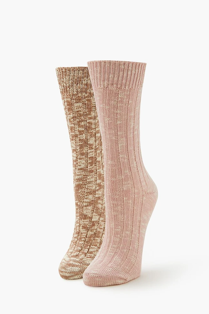 Marled Knit Crew Socks - 2 pack