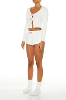 Bow Crop Top & Shorts Pajama Set