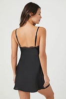 Lace-Trim Satin Lingerie Slip Dress