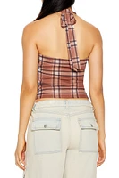 Mesh Plaid Halter Top