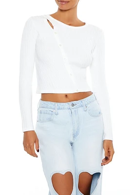 Cropped Button-Front Sweater