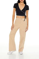 Pointelle Cropped Wrap Top