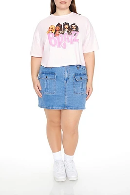 Plus Denim Cargo Mini Skirt