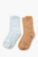 Fuzzy Knit Crew Socks - 2 pack