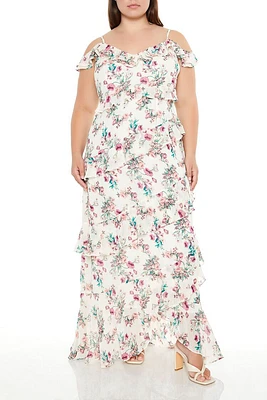 Plus Open-Shoulder Maxi Dress