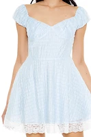 Lace-Trim Chiffon Mini Dress