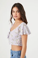 Floral Print Bustier Crop Top