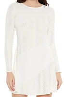 Asymmetrical Eyelet Mini Dress