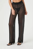 Sheer High-Rise Straight Pants