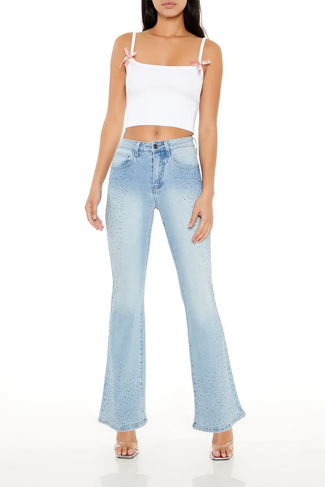 Rhinestone High-Rise Flare Jeans