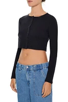 Pointelle Knit Cropped Sweater