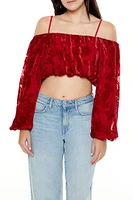 Paisley Open-Shoulder Crop Top