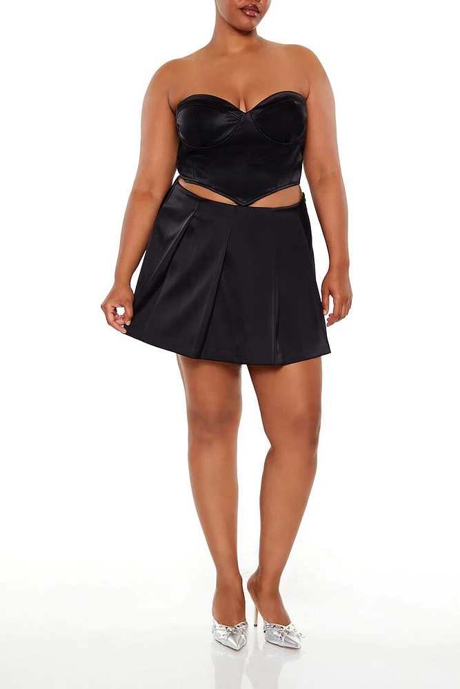 Plus Satin Mini A-Line Skirt