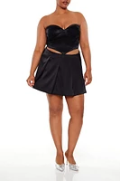 Plus Satin Mini A-Line Skirt