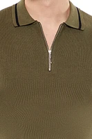 Sweater-Knit Zip-Up Shirt
