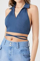 Wraparound Split-Neck Halter Top