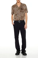 Leopard Print Cuban-Collar Shirt