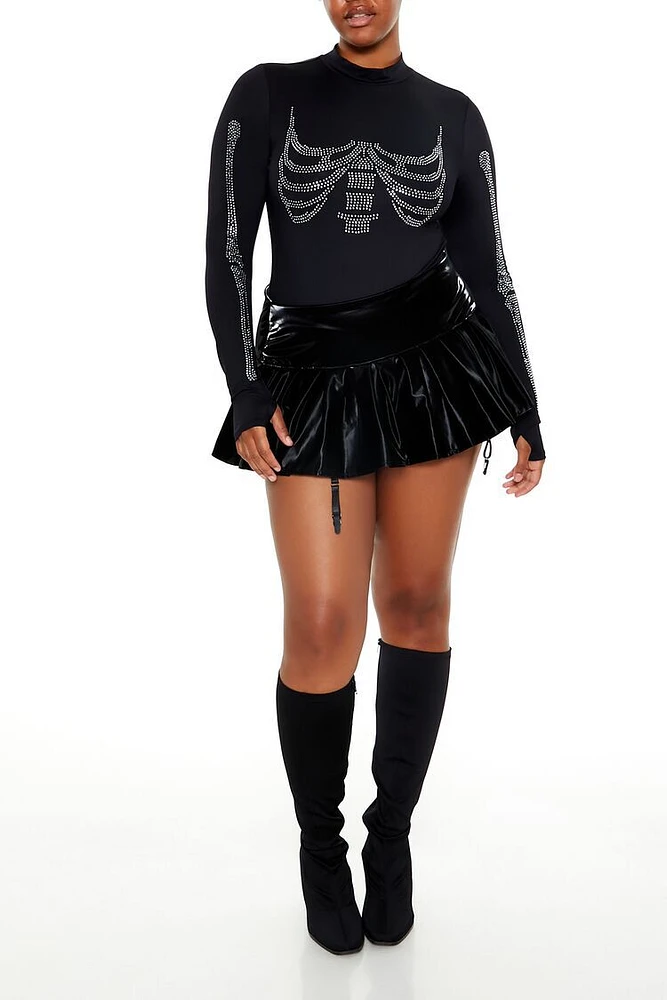 Plus Skeleton Rhinestone Bodysuit