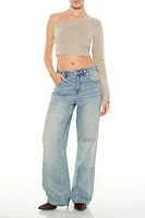 Sweater-Knit One-Shoulder Crop Top
