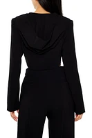 Plunging Hooded Cropped Blazer