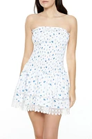 Lace-Trim Floral Mini Dress