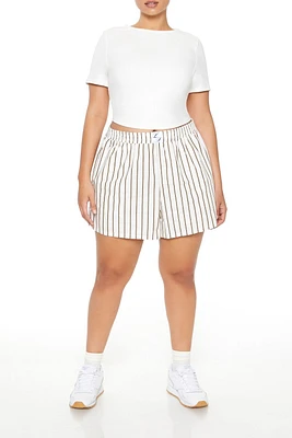 Plus Striped High-Rise Shorts