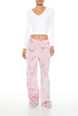 Fleece Candy Cane Pajama Pants