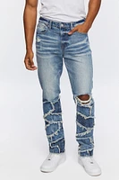 Frayed Patchwork Slim-Fit Jeans